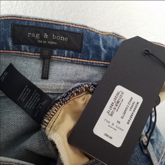 NWT Rag & Bone Farrah Cropped Ankle Raw Hem Jeans - Picture 4 of 4
